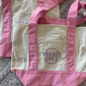 2 Trader Joe’s Mini Canvas Tote Bag in the limited-edition Pastel Pink